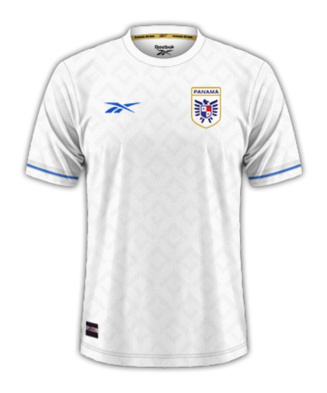 Panamá 2024/2025 - Camiseta Panamá - Uniforme alternativo Panamá - Reebok Panamá - Blanco - Copa Oro - Modernidad - Estilo - Azul - Gola redonda - Tres rayas de Reebok - Pantalones blancos - Medias blancas - Identidad - Fuerza - Tecnologías de vanguardia - Rendimiento - Comodidad.