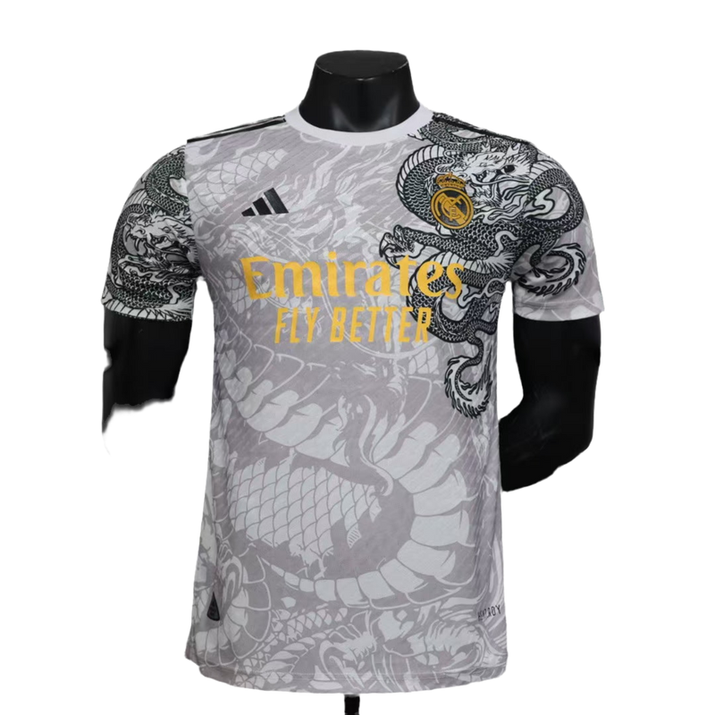 Camiseta-real-madrid-edición-limitada-dragón-blanca-versíon-jugador-2024-25