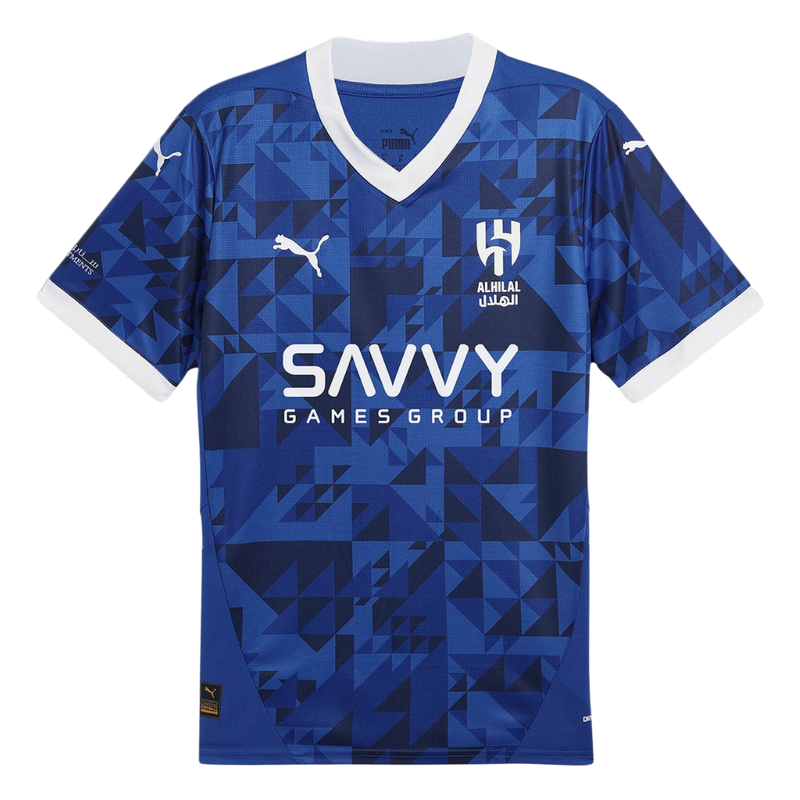 Al-Hilal 20242025 - Camiseta Al-Hilal - Uniforme titular Al-Hilal - Puma Al-Hilal - Liga Profesional Saudí - Copa del Rey de Campeones - Champions League - Diseño clásico - Diseño moderno - Azul - Blanco - Dorado - Gola redonda - Escudo del Al-Hilal - Logo de Puma - Identidad del club - Historia del club - Tecnologías innovadoras - Confort - Rendimiento.