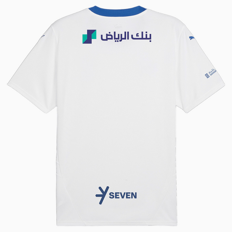 Al-Hilal 20242025 - Camiseta alternativa Al-Hilal - Puma Al-Hilal - Liga Profesional Saudí - Copa del Rey de Campeones - Champions League - Diseño moderno - Detalles únicos - Blanco - Azul - Gris - Gola azul - Escudo del Al-Hilal - Logo de Puma - Identidad del club - Historia del club - Tecnologías innovadoras - Confort - Rendimiento.