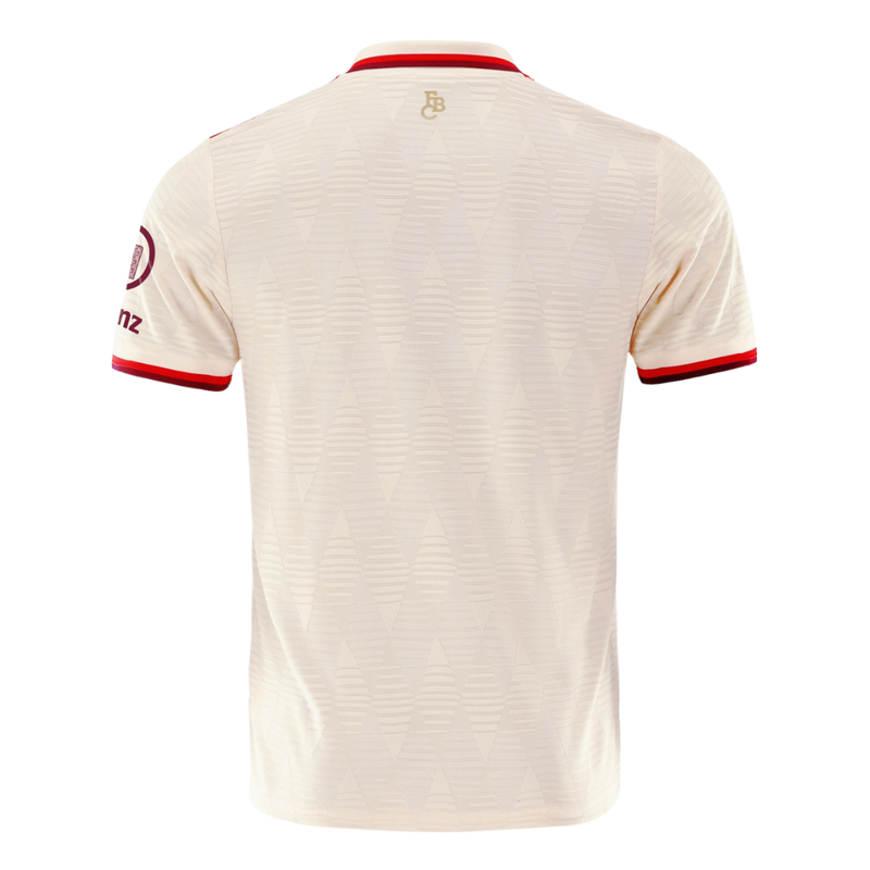 Bayern de Múnich 20242025 - Tercera camiseta Bayern de Múnich - Adidas Bayern de Múnich - Bundesliga - Copas Alemanas - Champions League - Diseño moderno - Detalles únicos - Trefoil - Gris oscuro - Rojo - Azul - Gola redonda - Escudo del Bayern de Múnich - Logo de Adidas - Historia del club - Innovación de Adidas - Tecnologías innovadoras - Confort - Rendimiento.