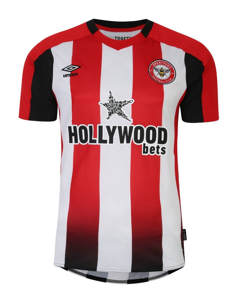 Camiseta Brentford - 2024-25 - Brentford - Fútbol - Premier League - Rojo - Blanco - Umbro - Hollywood Bets - Diseño - Temporada - Camiseta titular - Club - Estadio - Jugadores - Moda - Estilo - Comprar - Camisetas de fútbol - Venta - Última colección - Moda deportiva - Bryan Mbeumo -