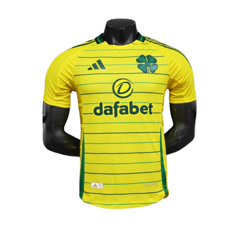 Celtic-Camiseta-II-24-25-Hombre-Jugador-Amarilla-Fútbol-Equipación-Uniforme-Temporada-Clásico-Deportivo-Calidad-Estilo