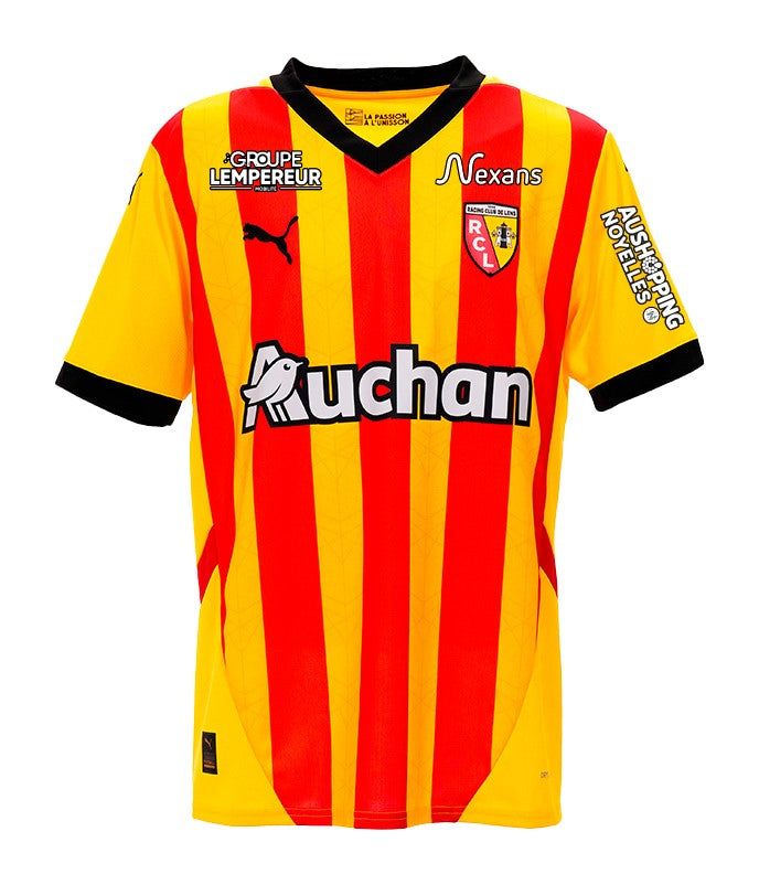 RC Lens - 2024-2025 - Lens - Fútbol - Ligue 1 - Copa de Francia - Puma -  Diseño -  Temporada - Camiseta titular - Club - Estadio - Jugadores - Moda - Estilo - Comprar - Camisetas de fútbol - Venta - Última colección - Moda deportiva - Rojo - Amarillo - Clásico - Rayas verticales