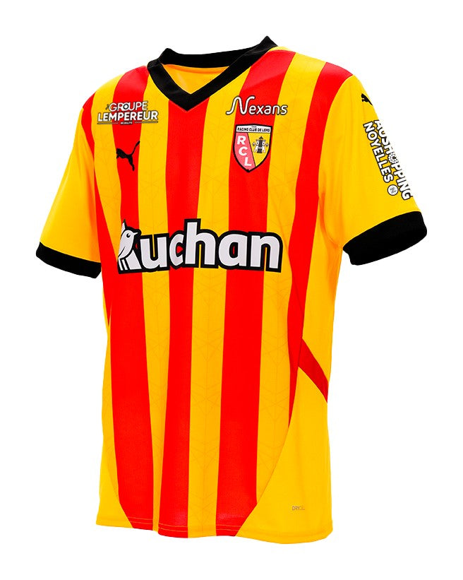 RC Lens - 2024-2025 - Lens - Fútbol - Ligue 1 - Copa de Francia - Puma -  Diseño -  Temporada - Camiseta titular - Club - Estadio - Jugadores - Moda - Estilo - Comprar - Camisetas de fútbol - Venta - Última colección - Moda deportiva - Rojo - Amarillo - Clásico - Rayas verticales