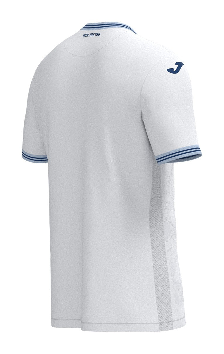 Hoffenheim - 2023-2024 - Camiseta Hoffenheim - Uniforme visitante Hoffenheim - Joma Hoffenheim - Diseño moderno - Negro - Blanco - Bundesliga -  Escudo del club - Logo de Joma - Tecnologías innovadoras - Confort - Rendimiento.
