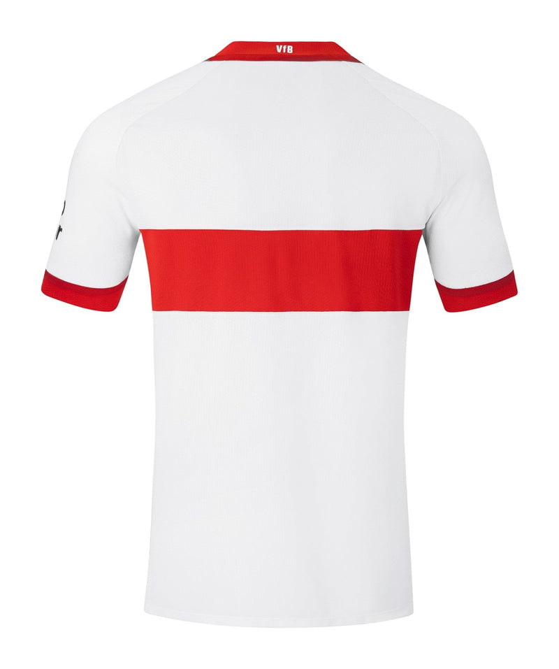 Stuttgart - 2024/2025 - Camiseta Stuttgart - Camiseta titular Stuttgart - Uniforme Stuttgart - Jako Stuttgart - Diseño clásico - Rojo y blanco - Rayas verticales - Bundesliga - Copa de Alemania - Gola redonda - Escudo del club - Logo de Jako - Patrocinio Mercedes-Benz - Tecnologías innovadoras - Confort - Rendimiento.