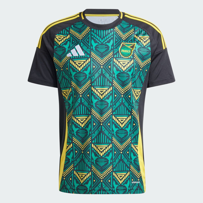 Jamaica 2024/2025 - Camiseta Jamaica - Uniforme alternativo Jamaica - Adidas Jamaica - Diseño moderno - Verde - Copa Oro - Eliminatorias Mundial - Cultura jamaiquina - Esperanza - Naturaleza - Amarillo - Negro - Gola redonda - Pantalones negros - Calcetines negros - Identidad - Tecnologías innovadoras - Confort - Rendimiento.