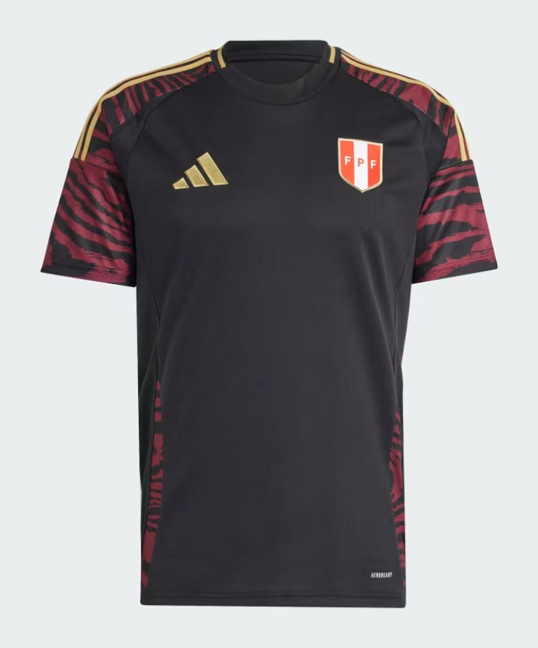 Perú 2024/2025 - Camiseta alternativa Perú - Adidas Perú - Negro - Diseño moderno - Copa América - Eliminatorias Mundial - Rojo - Blanco - Cultura - Historia - Gola redonda - Pantalones blancos - Medias negras - Tradición - Innovación - Tecnología de vanguardia - Comodidad - Rendimiento.