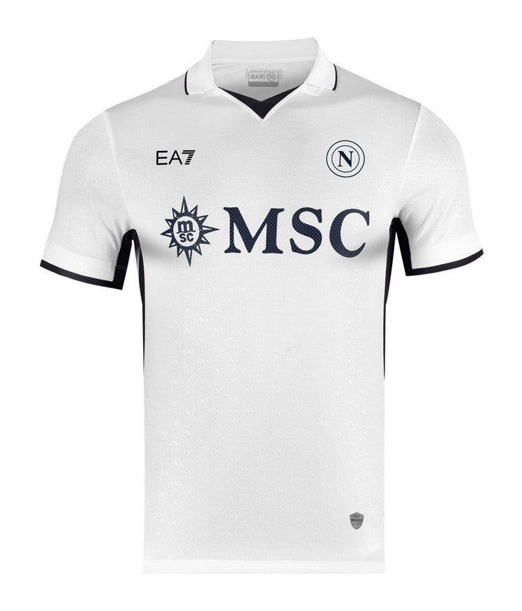 Napoli 2024/2025 - Camiseta alternativa Napoli - EA7 Napoli - Serie A - Diseño blanco elegante - Azul - Elegancia - Identidad del Napoli - Tecnologías innovadoras - Confort - Rendimiento.