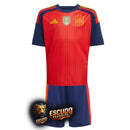 CAMISETA ESPAÑA I 2026 MUNDIAL EQUIPACIÓN PARA NIÑOS CAMPEÓN MUNDIAL CON PARCHE