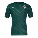 U.D. Almería 2024/2025 - Camiseta de visitante U.D. Almería - La Liga 2 - Diseño inspirado en la Catedral - Patrón sutil - Verde oscura - Blanco - Catedral de Almería - Palmeras - Temporada - Fútbol - Estilo - Equipamiento deportivo - Homenaje a la ciudad.