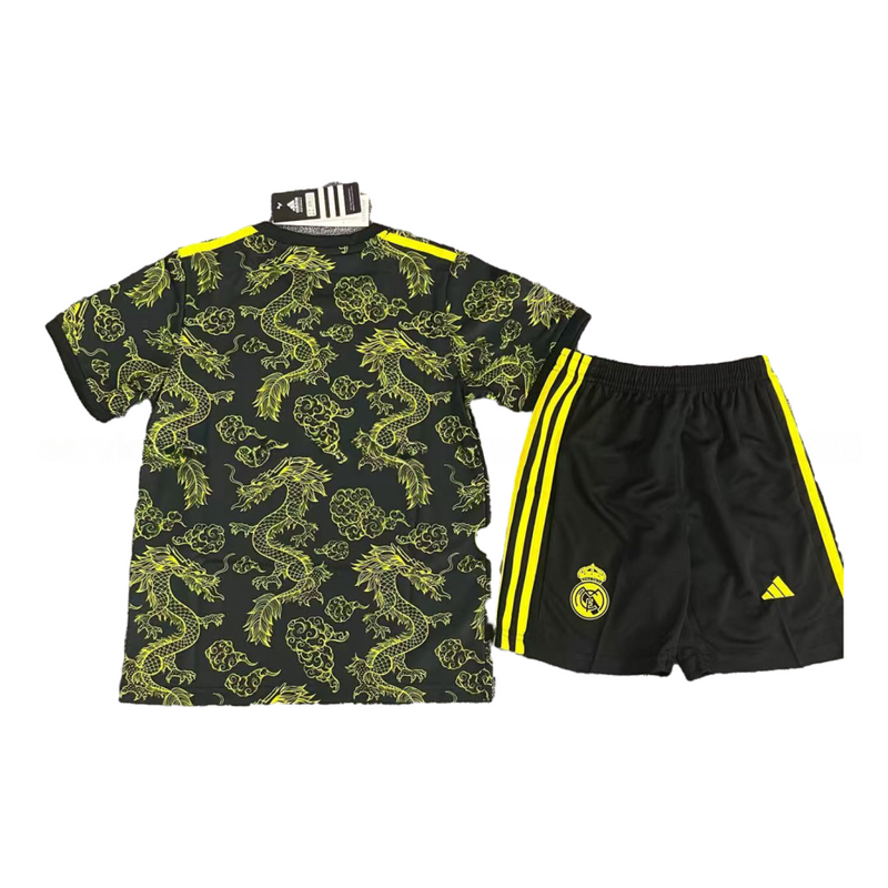 REAL MADRID DRAGÓN NEGRA Y AMARILLA 25/26 CONJUNTO INFANTIL