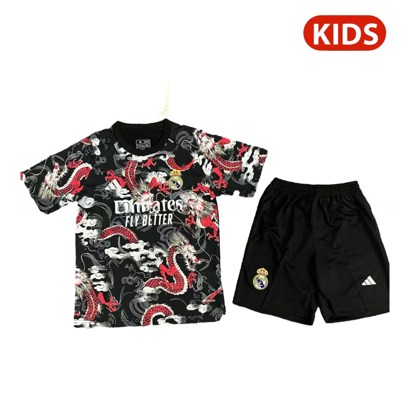 REAL MADRID DRAGÓN ROJA Y NEGRA 25/26 CONJUNTO INFANTIL