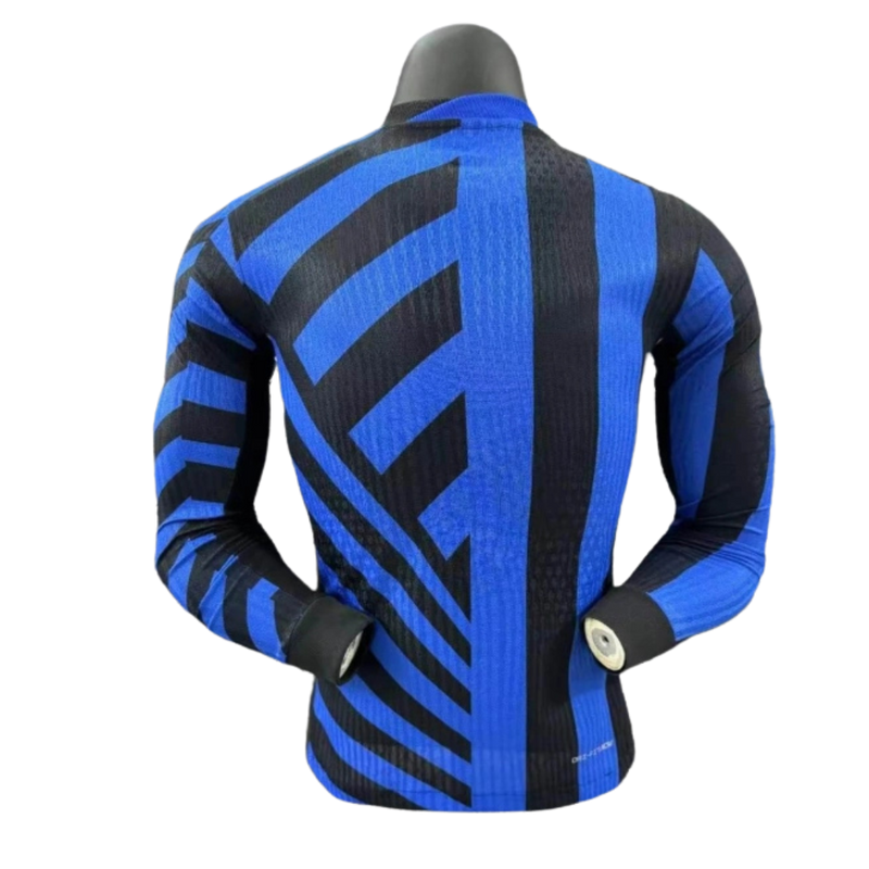 Inter de Milán-Camiseta-I-24-25-Hombre-Manga Larga-Jugador-Negra-Azul-Fútbol-Equipación-Uniforme-Temporada-Clásico-Deportivo-Calidad-Estilo