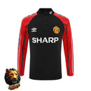 CHÁNDAL MEDIA CREMALLERA + PANTALONES MANCHESTER UNITED NEGRO Y ROJO 98/99 HOMBRE RETRO