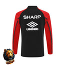 CHÁNDAL MEDIA CREMALLERA + PANTALONES MANCHESTER UNITED NEGRO Y ROJO 98/99 HOMBRE RETRO