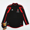 CHÁNDAL MEDIA CREMALLERA + PANTALONES AC MILAN NEGRO Y ROJO 05/06 HOMBRE RETRO