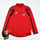 CHÁNDAL MEDIA CREMALLERA + PANTALONES AC MILAN ROJO Y NEGRO 05/06 HOMBRE RETRO